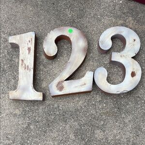 Rustic Wooden Number Wall Decor Set - Cream and Brown